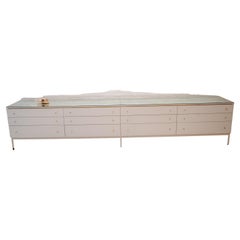 Custom Made Long Credenza with Mirrored Tabletop