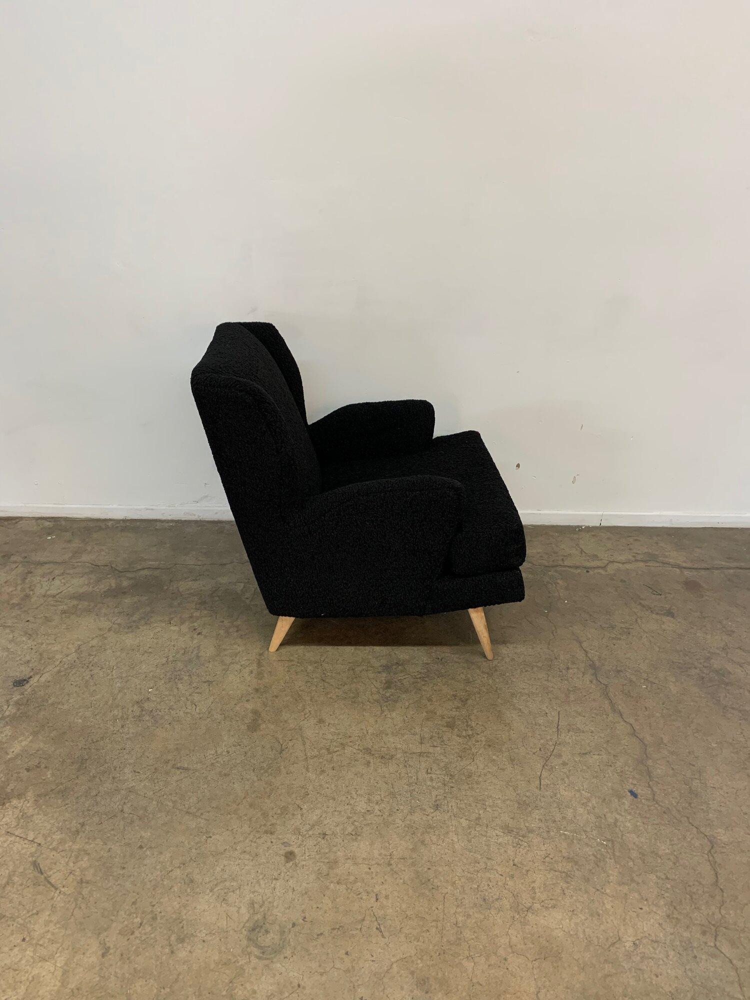 Custom Made Lounge Chair in Black Sherpa For Sale 6