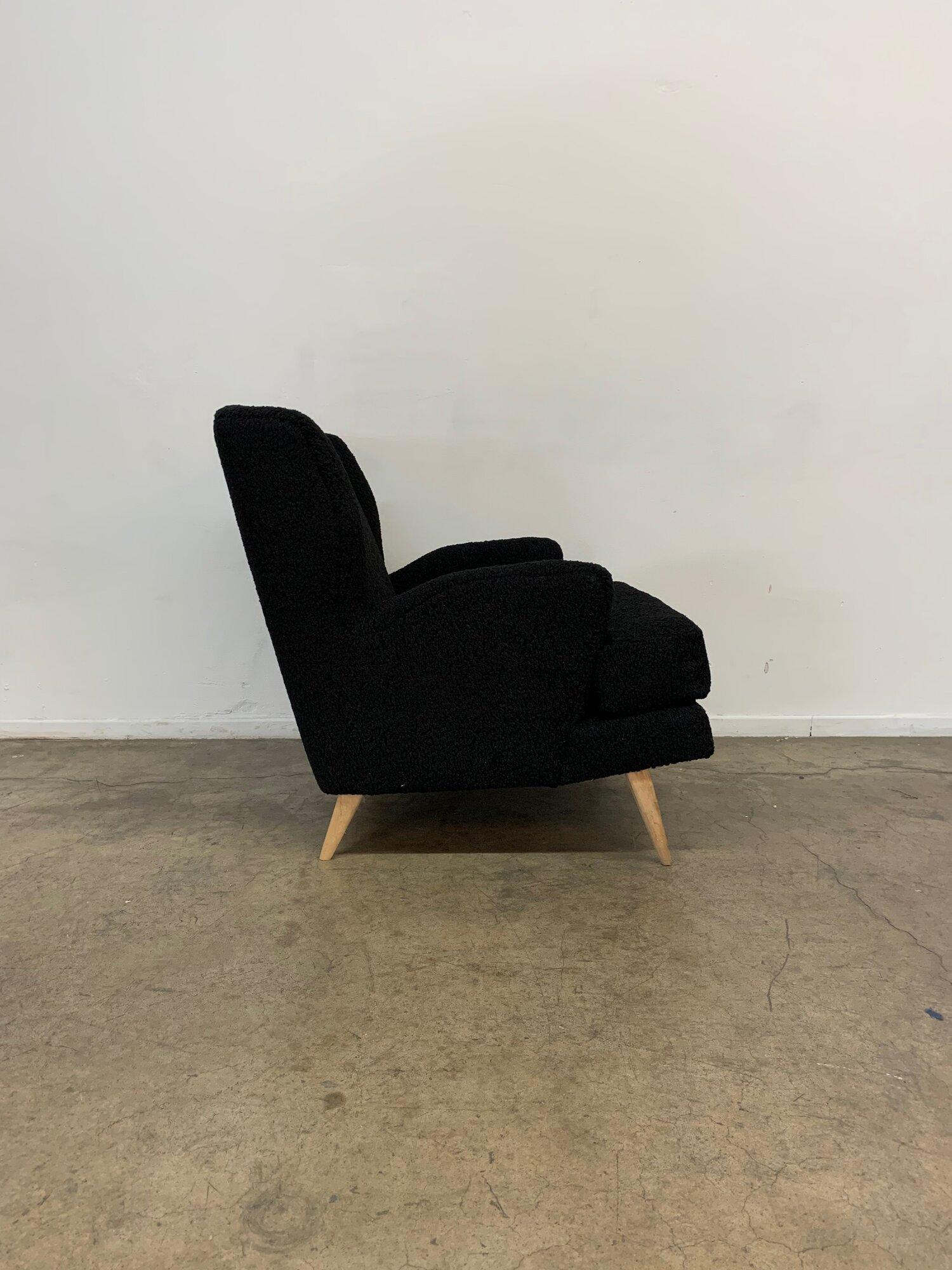 Custom Made Lounge Chair in Black Sherpa For Sale 7