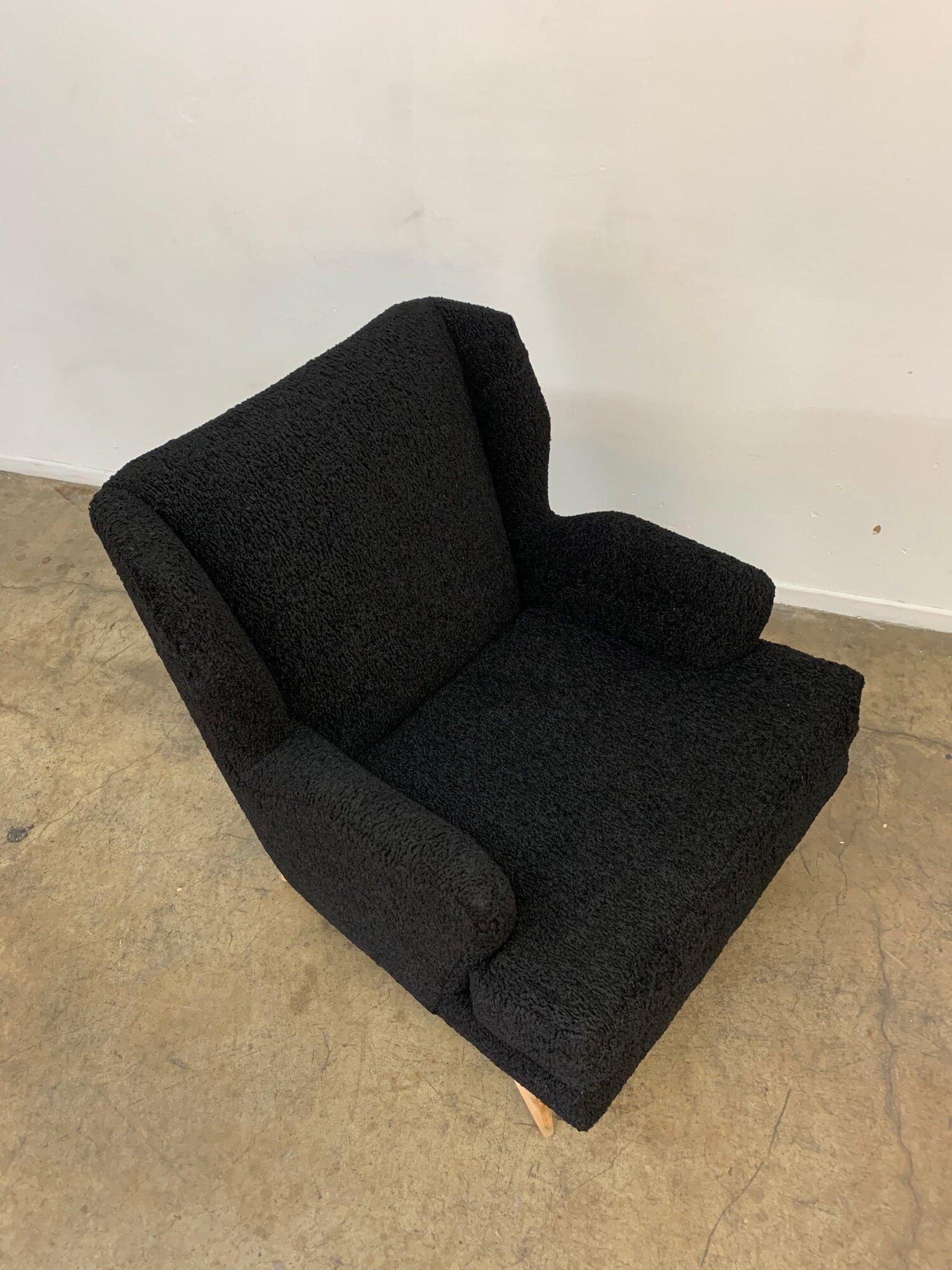 Custom Made Lounge Chair in Black Sherpa For Sale 8