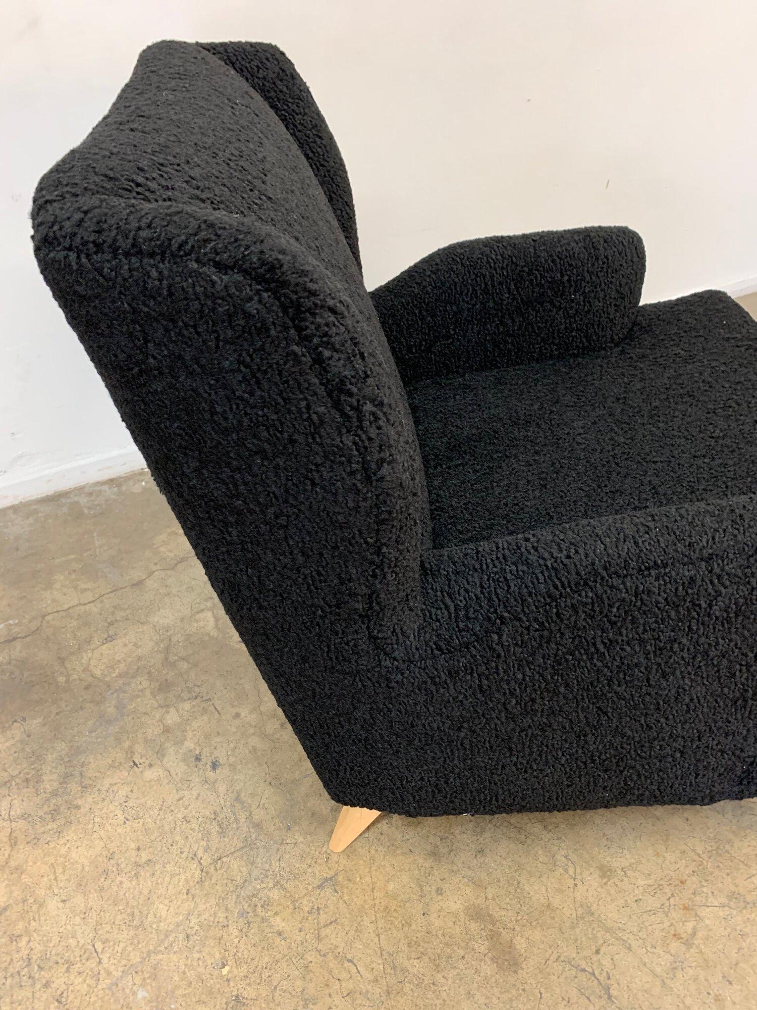 Custom Made Lounge Chair in Black Sherpa For Sale 9