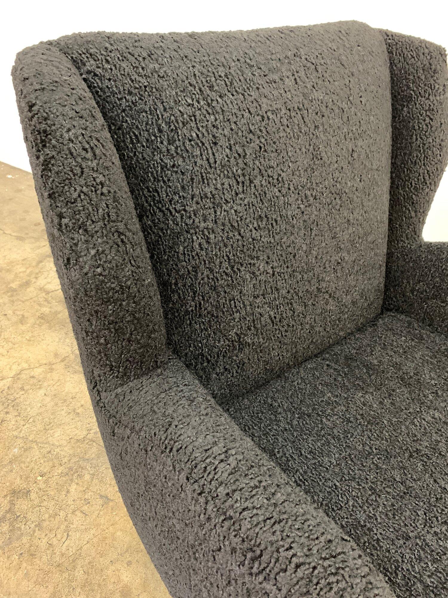 Custom Made Lounge Chair in Black Sherpa For Sale 10
