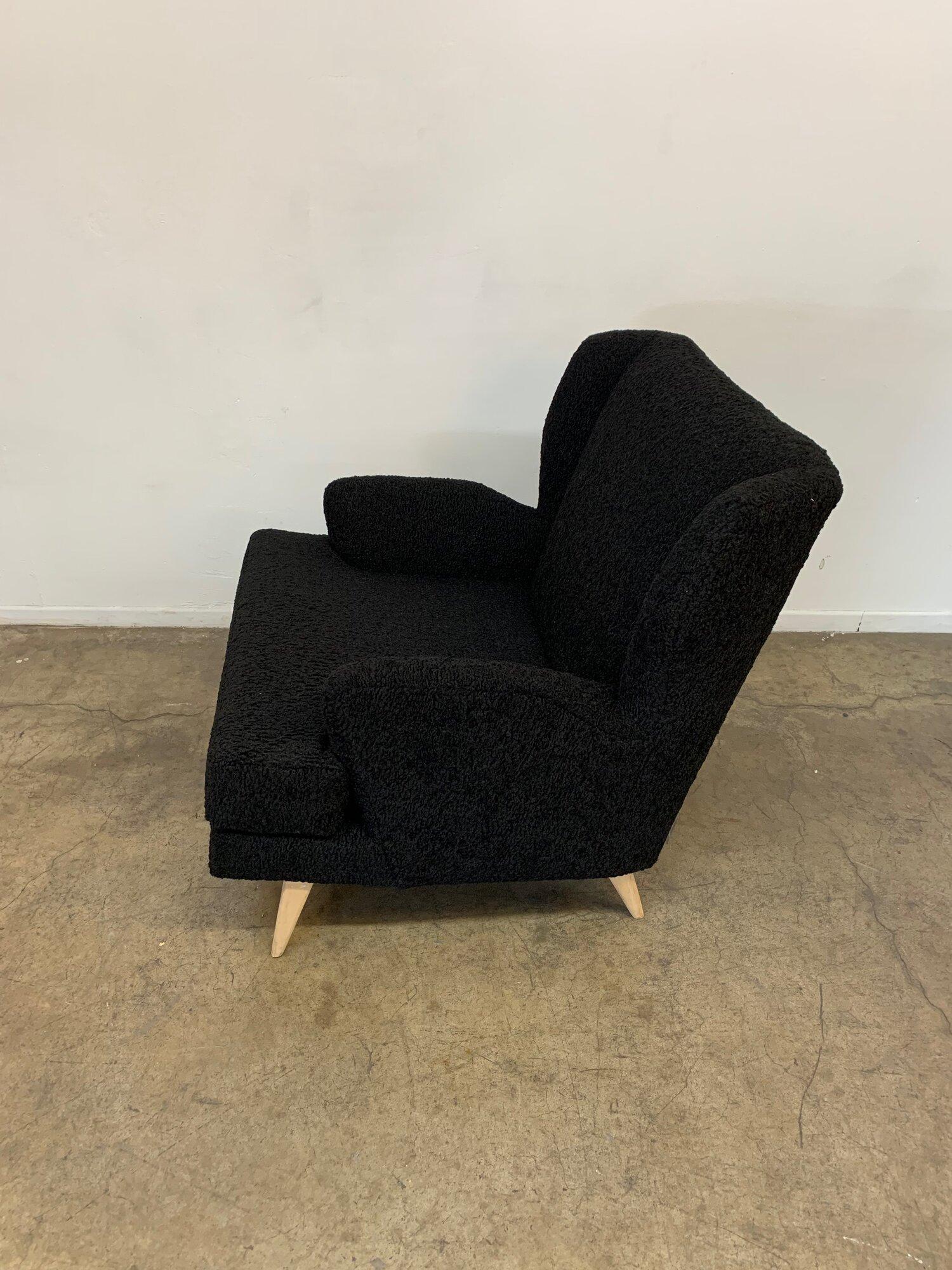 Custom Made Lounge Chair in Black Sherpa For Sale 1