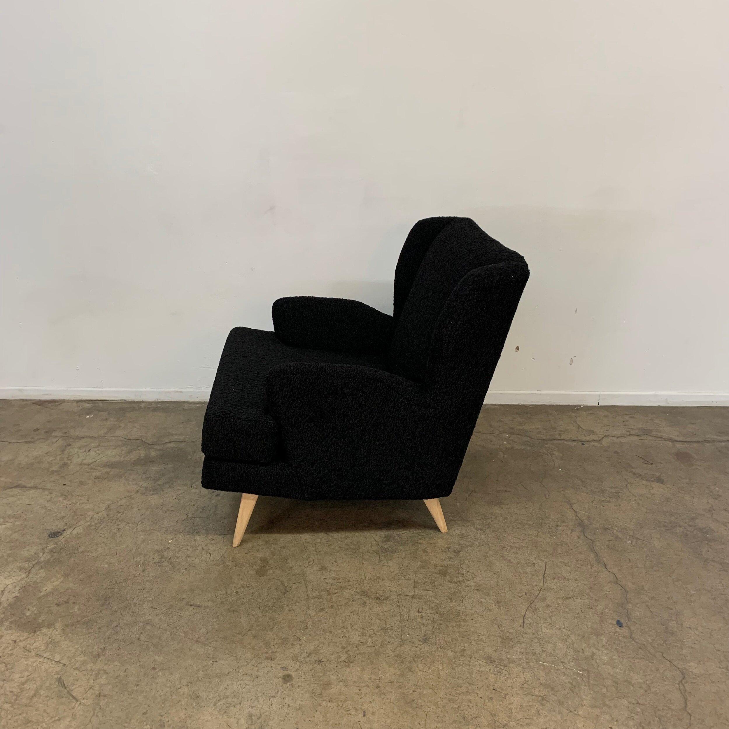 Custom Made Lounge Chair in Black Sherpa For Sale 2