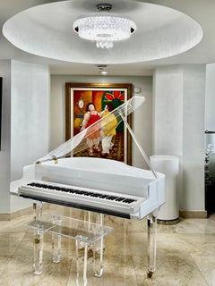 Custom-made Lucite Acrylic Baby Grand Piano and Bench by Iconic Design Gallery