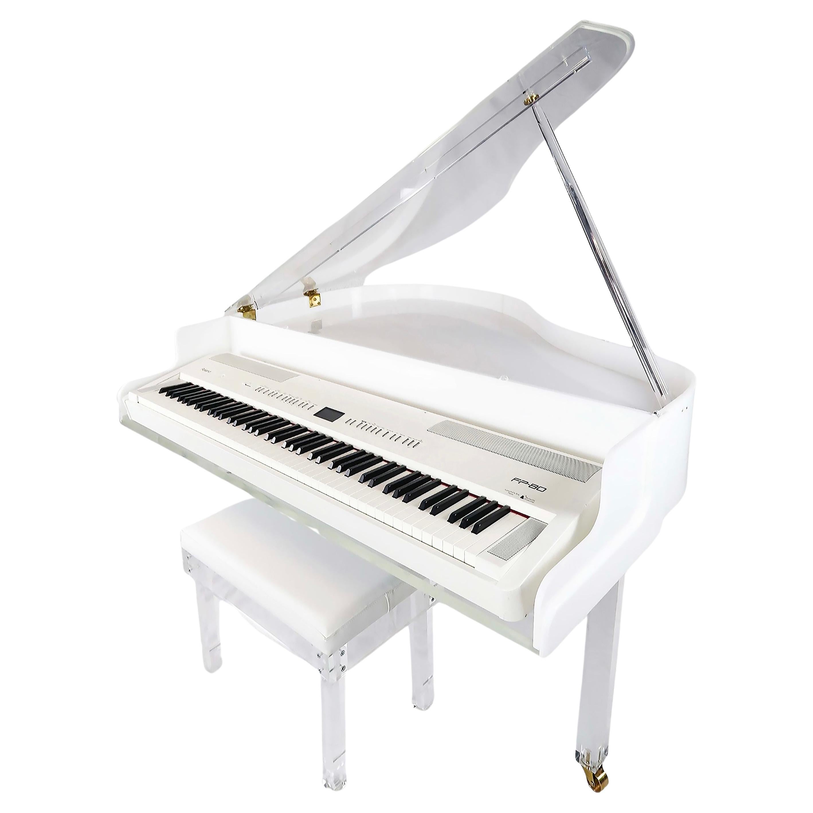 Custom-made Lucite Acrylic Baby Grand Piano and Bench by Iconic Design Gallery For Sale