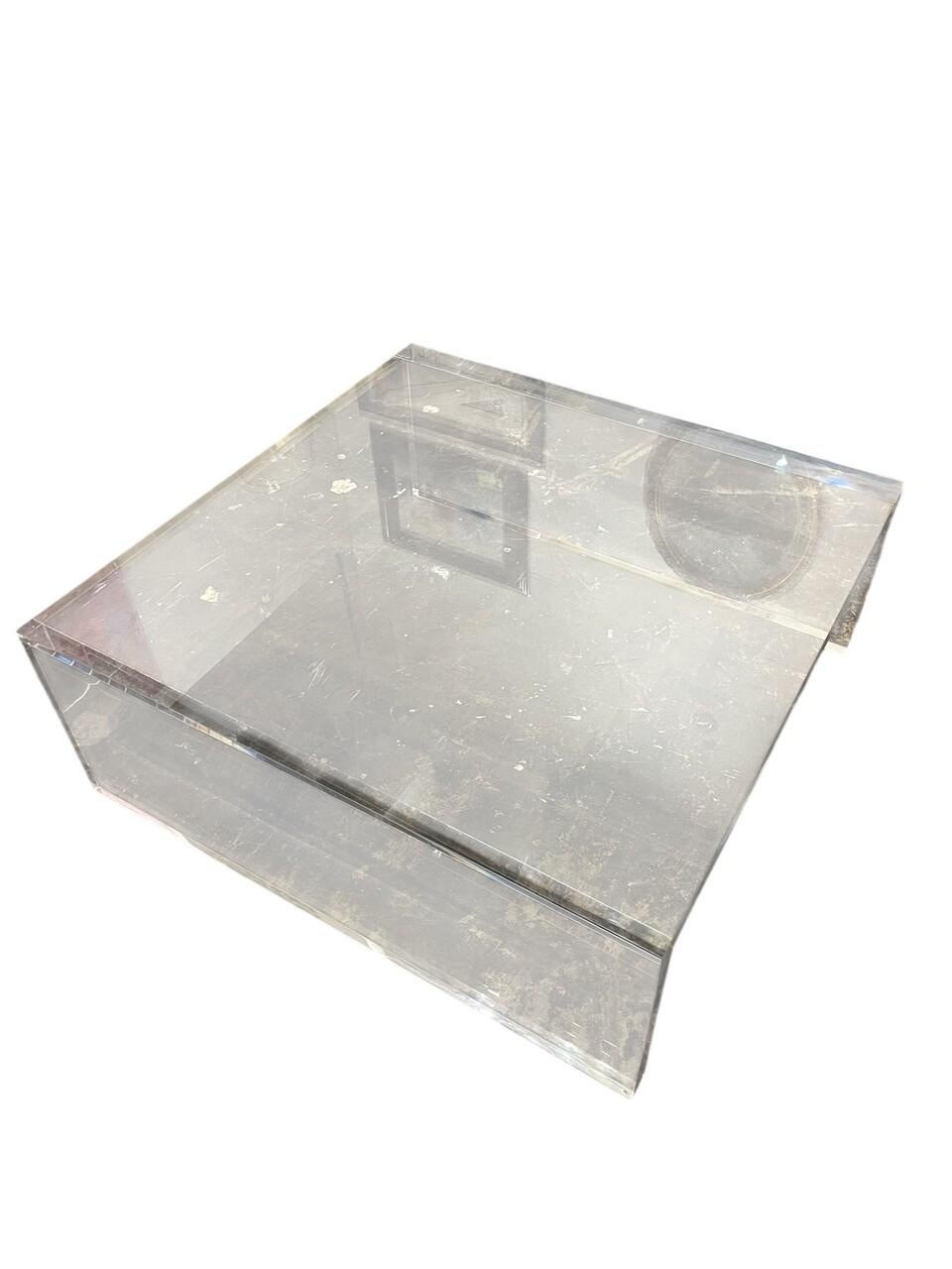 Custom Made Lucite/Acrylic Waterfall Coffee Table. Well made, Heavy 48