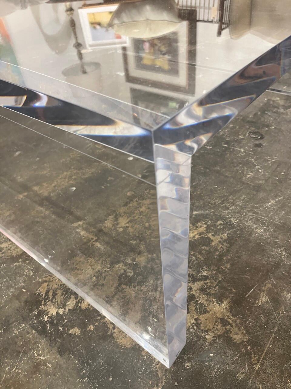 Mid-Century Modern Custom Made Lucite/Acrylic Waterfall Coffee Table For Sale