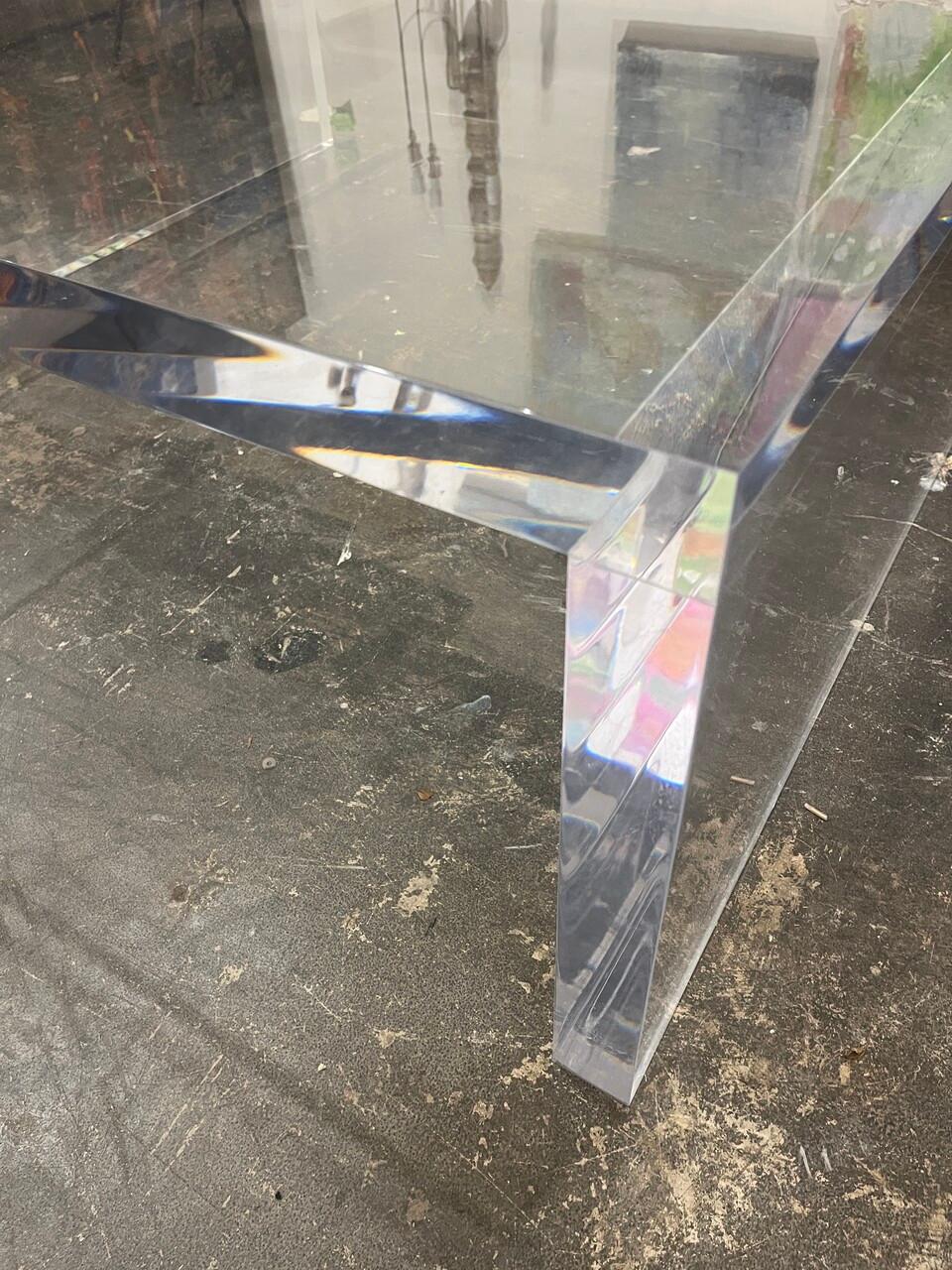 American Custom Made Lucite/Acrylic Waterfall Coffee Table For Sale