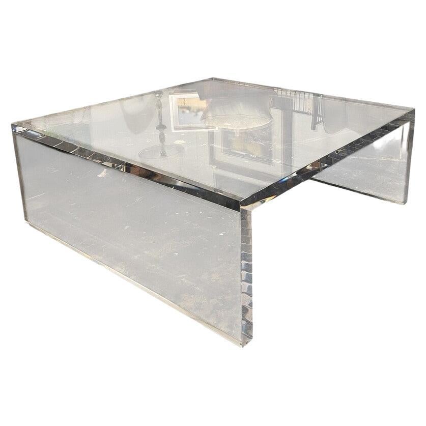 Custom Made Lucite/Acrylic Waterfall Coffee Table For Sale