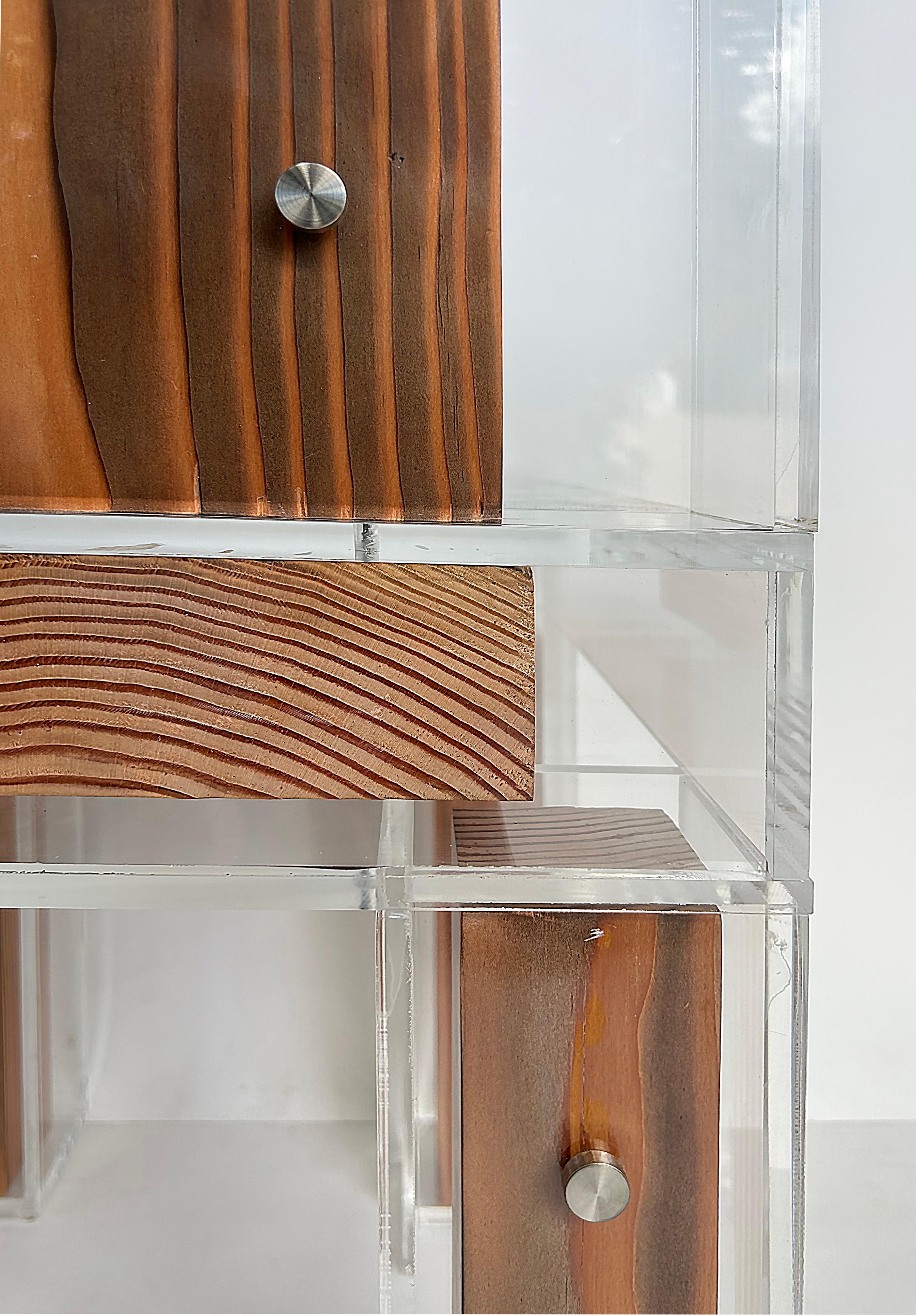 Maßgefertigter skulpturaler Stuhl aus Lucite und Holz im Angebot 2