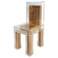 Silla Escultórica de Lucite y Madera Hecha a Medida