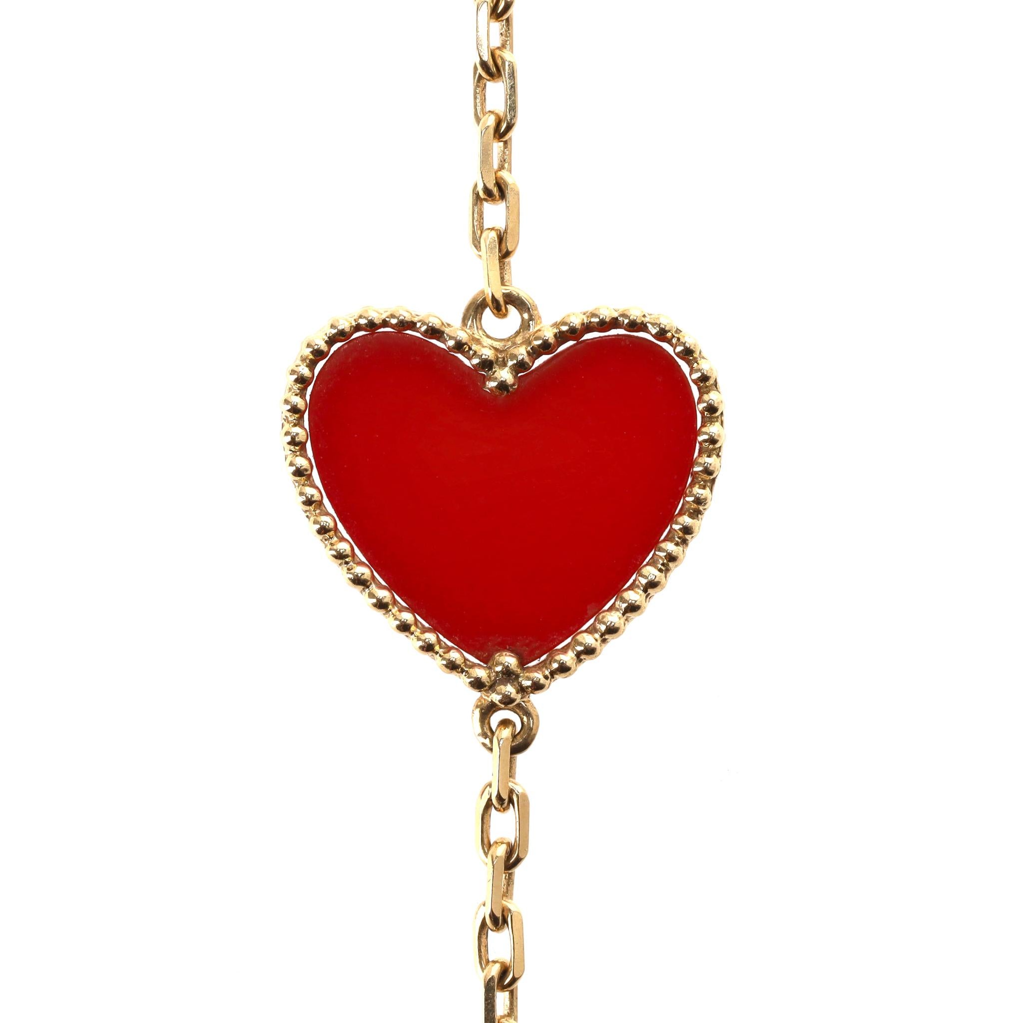 Mixed Cut Custom Made Lucky Alhambra Style 12 Motif Necklace in 18K Yellow Gold For Sale
