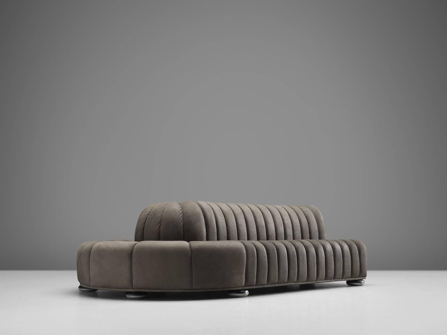 Custom-Made Luxurious Wittmann Sofa in Anthracite Leather (Postmoderne)