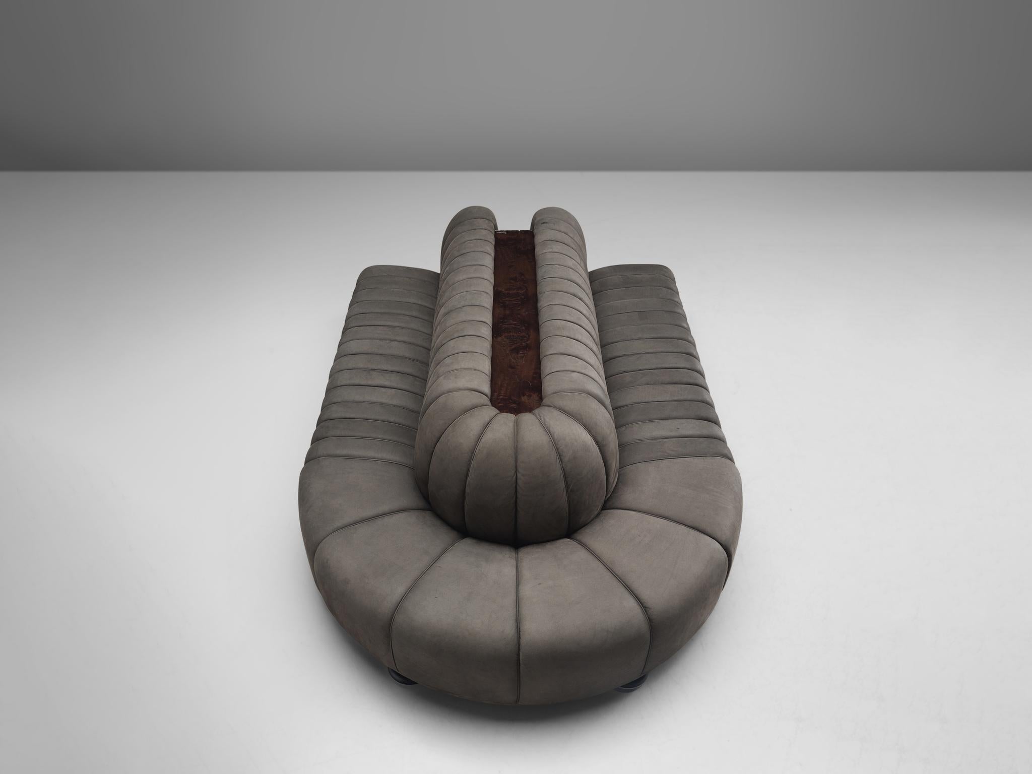 Post-Modern Custom Made Luxurious Wittmann Sofa in Anthracite Leather