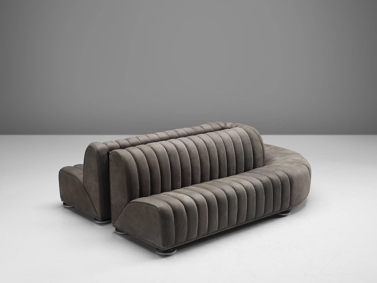 Custom-Made Luxurious Wittmann Sofa in Anthracite Leather (Österreichisch)