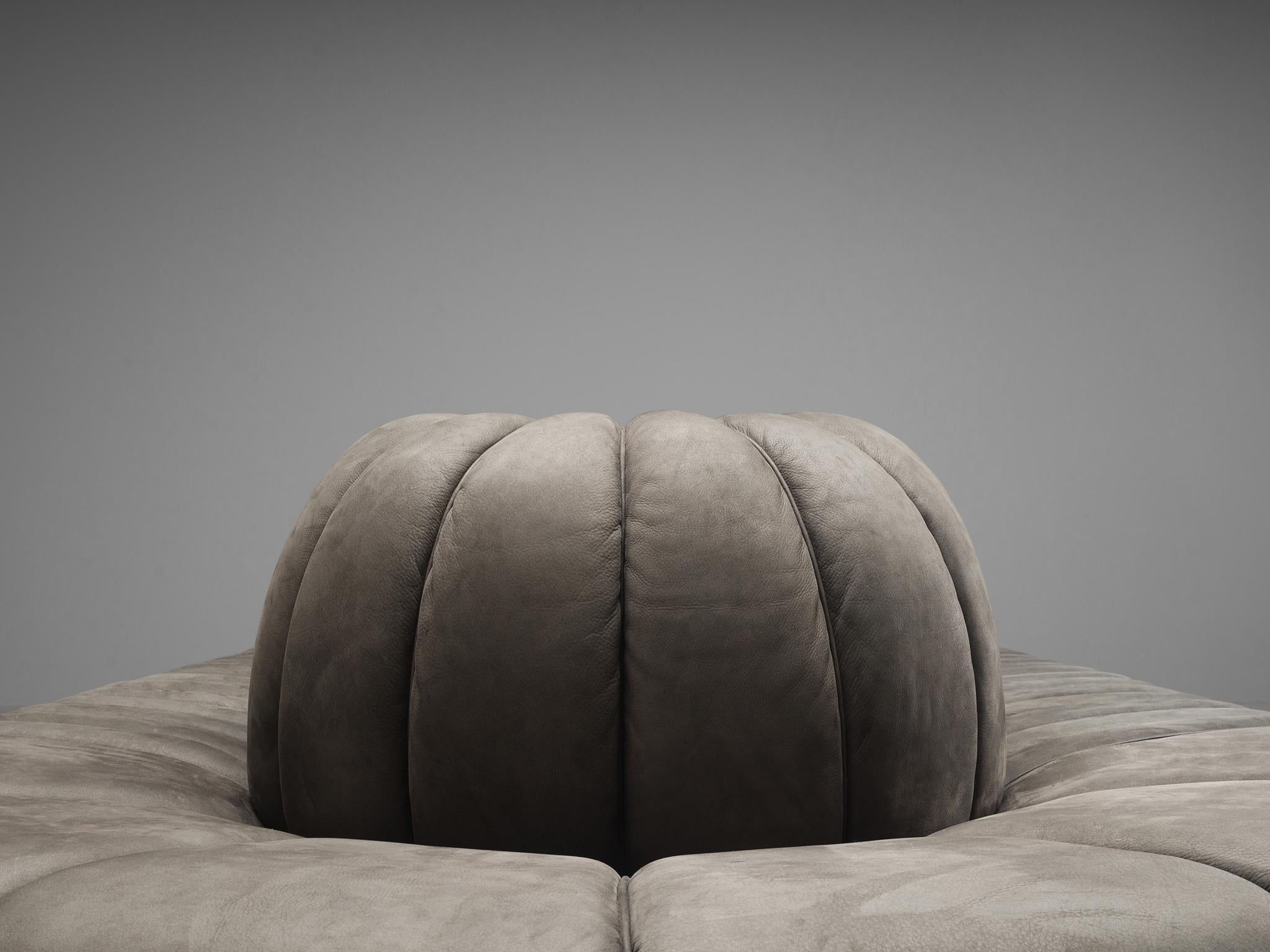 Austrian Custom Made Luxurious Wittmann Sofa in Anthracite Leather