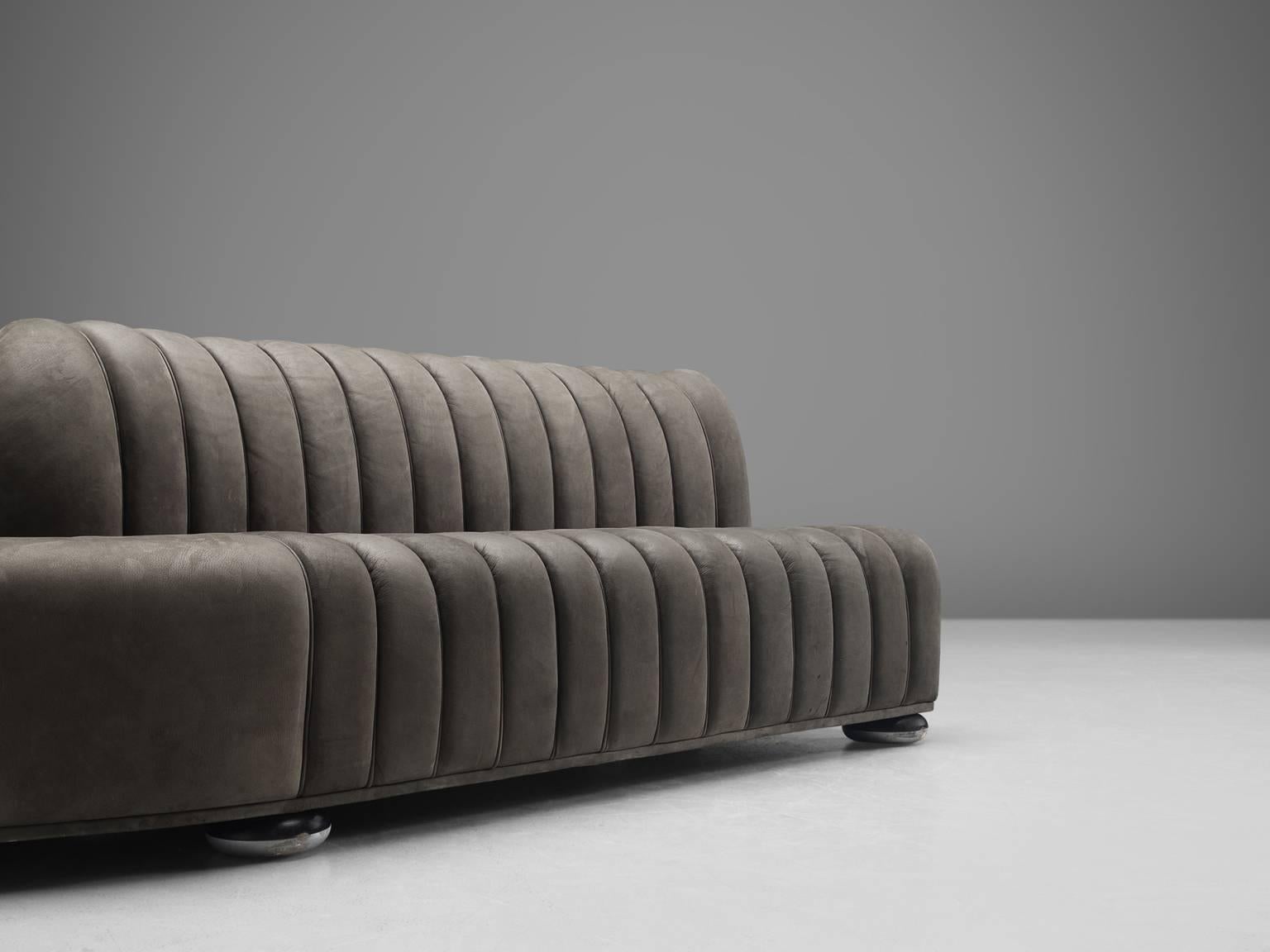 Custom-Made Luxurious Wittmann Sofa in Anthracite Leather (Leder)