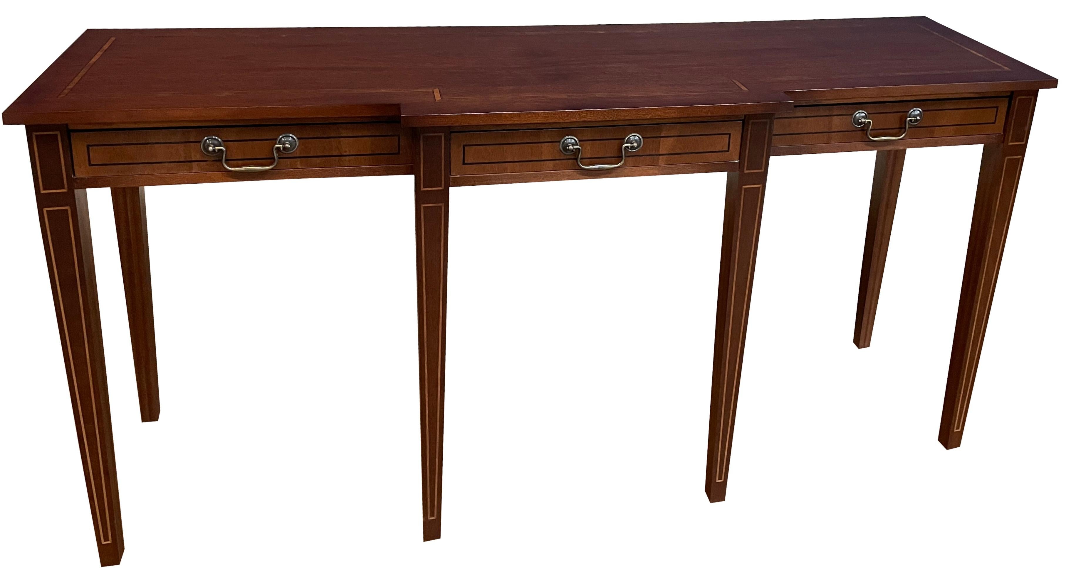 Contemporary Custom Made Mahogany Hepplewhite Style Console Table  For Sale