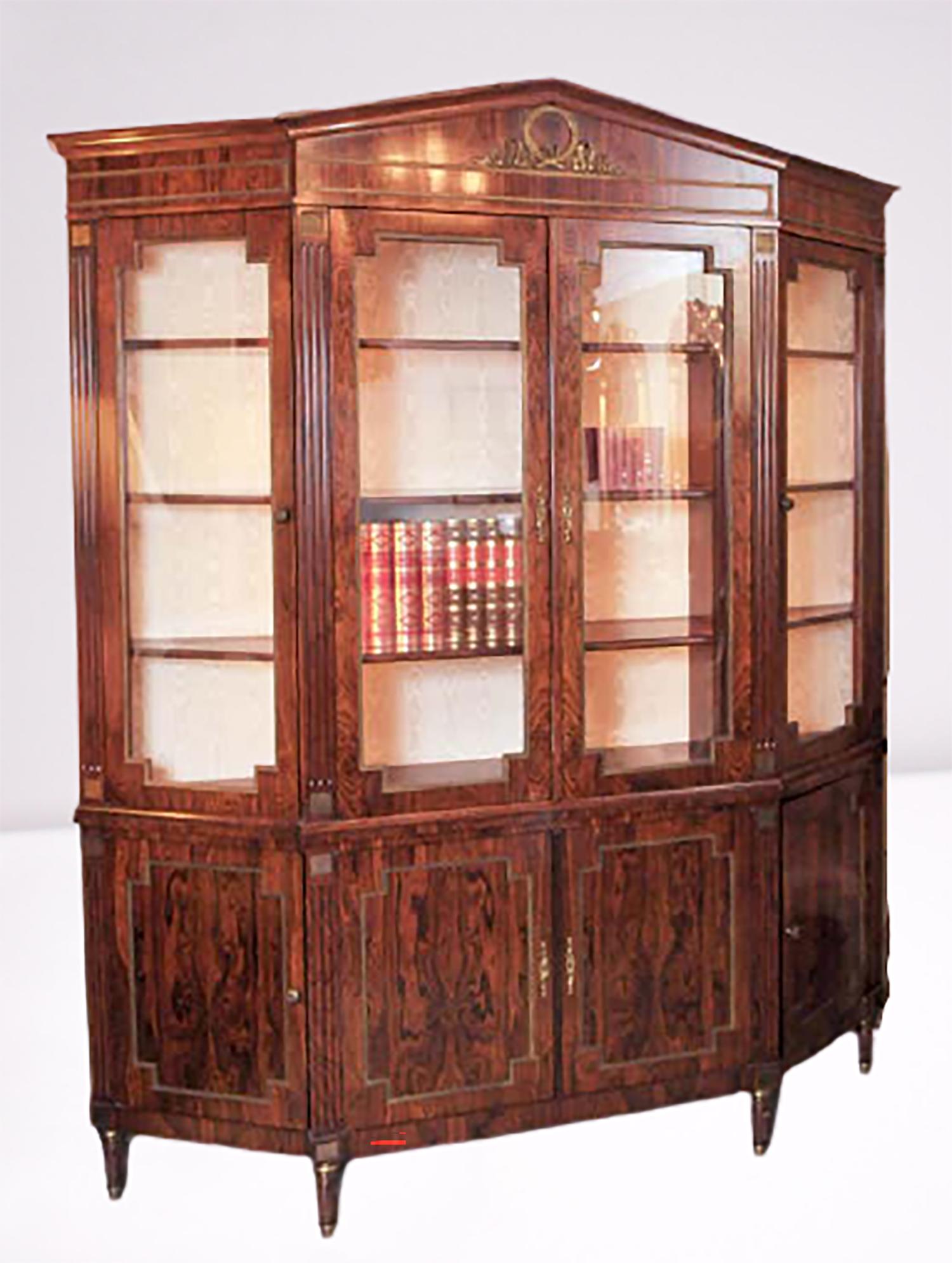 Argentine Custom-Made Maison Jansen Rosewood Breakfront Bookcase For Sale