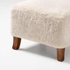 Custom Made Maple Sheepskin Ottoman for Alessandro