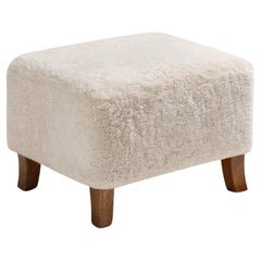 Custom Made Maple Sheepskin Ottoman for Alessandro