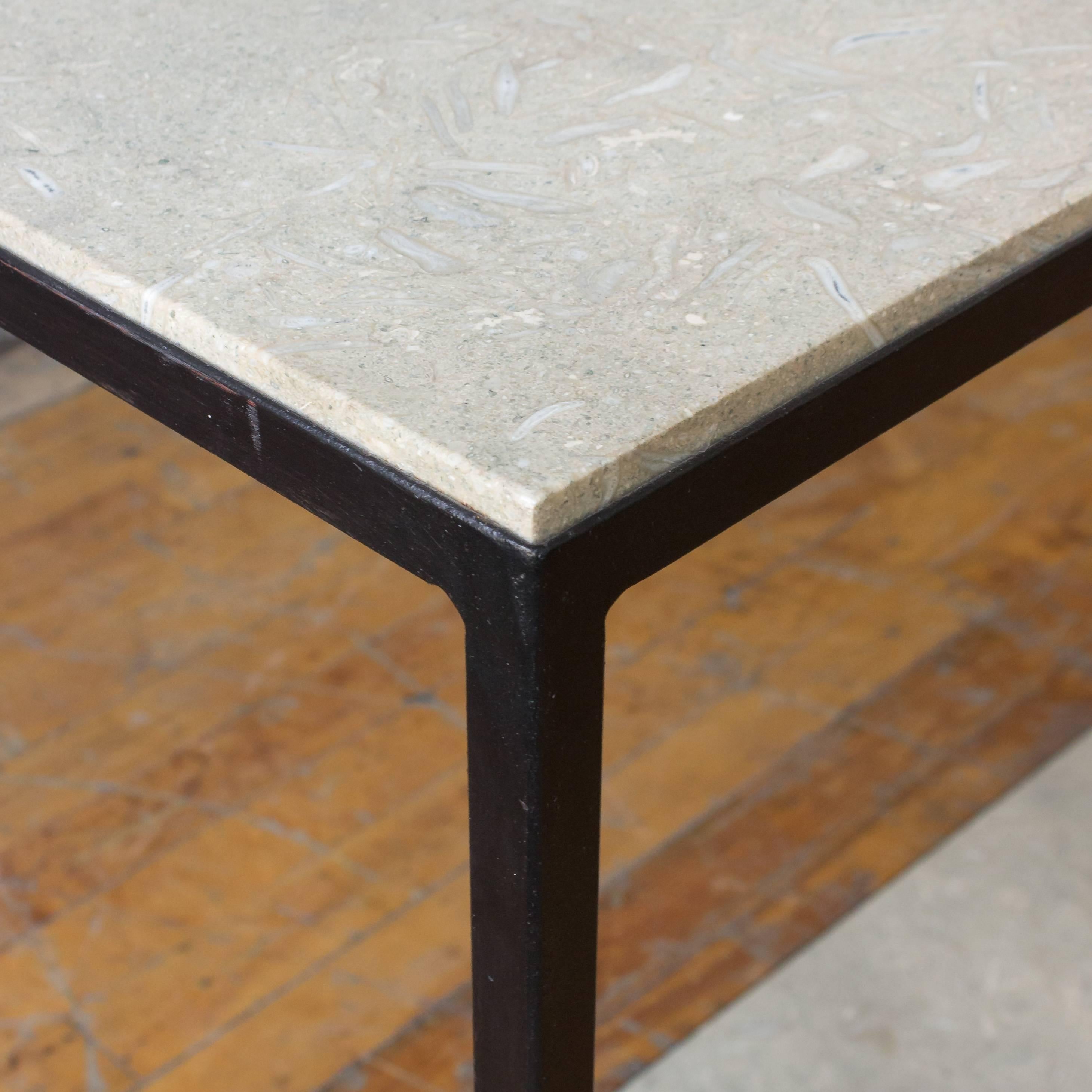 Contemporary Marcelo Console Table with Pistachio-Travertine Stone