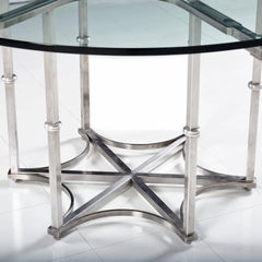 Custom-Made Metal and Glass Round Modern Dining Table