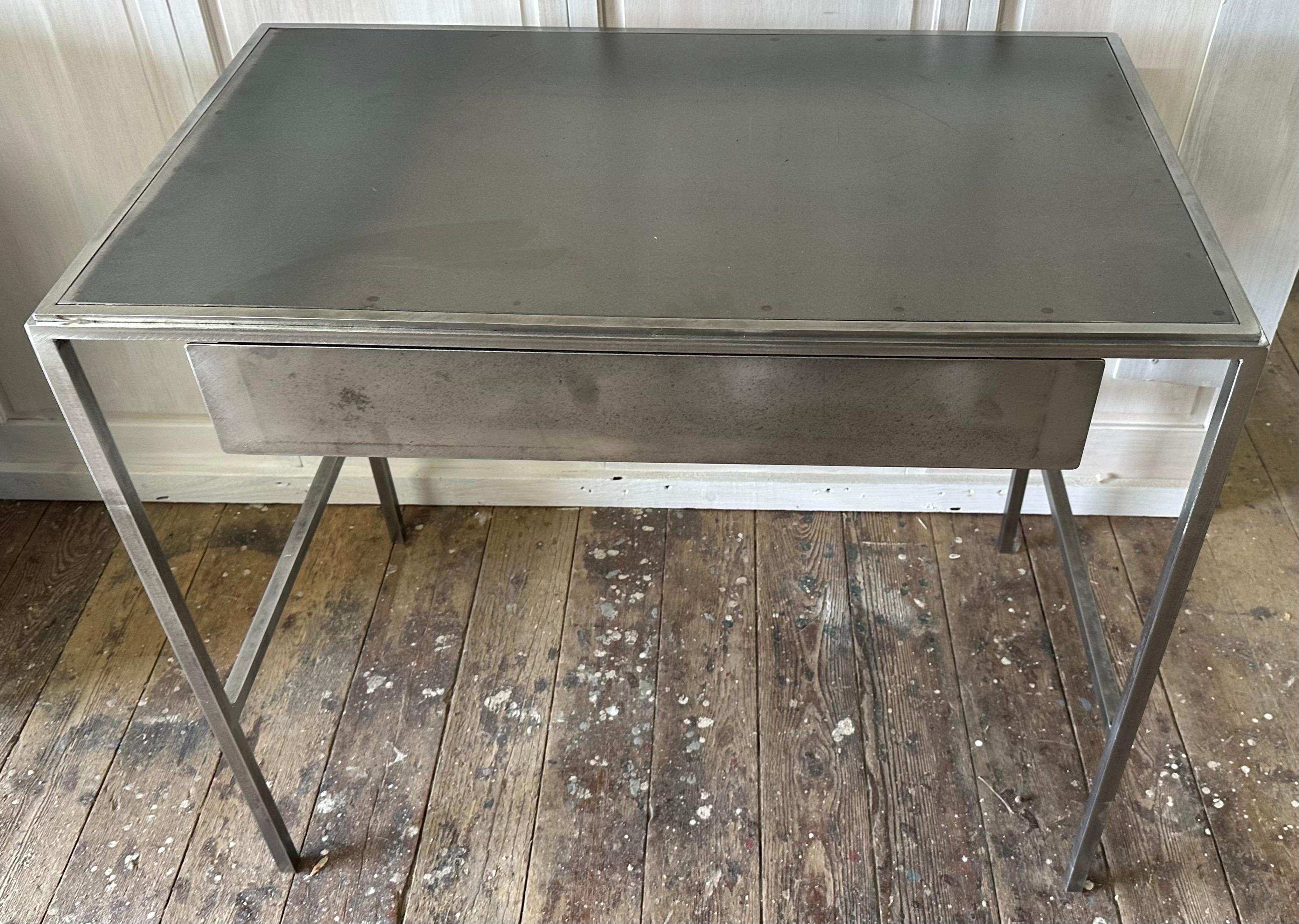 Industrial Custom Made Metal Vanity or Desk by BH&A For Sale