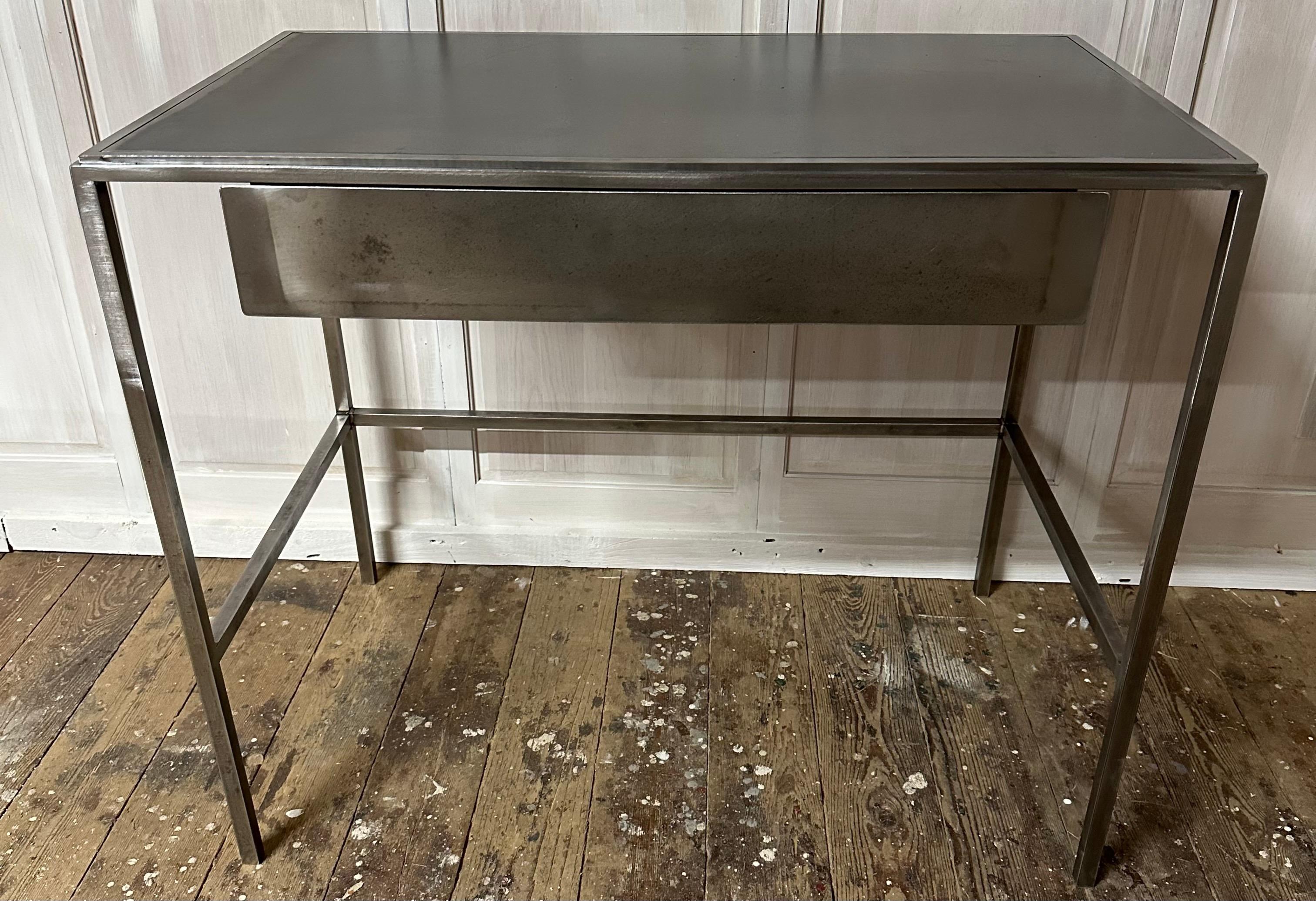 Hand-Crafted Custom Made Metal Vanity or Desk by BH&A For Sale
