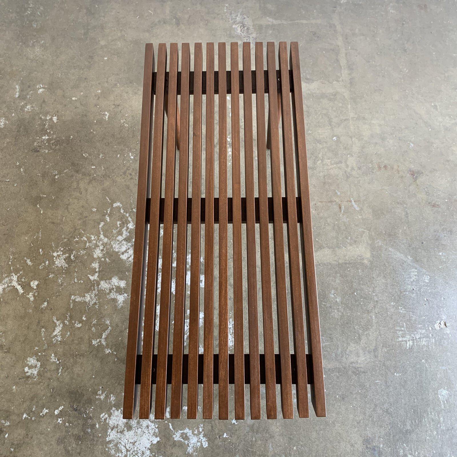 Custom Made Mid-Century Modern Slat Bench In Excellent Condition For Sale In Los Angeles, CA