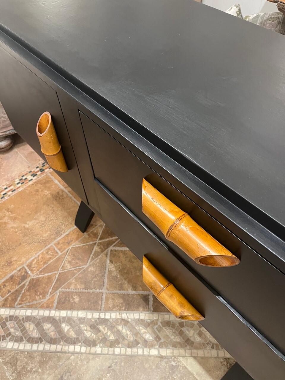 Custom Made Mid Century Style Credenza In Good Condition For Sale In Houston, TX