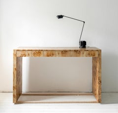 Custom Made Minimal Desk or Console Table in Poplar Burl Veneer
