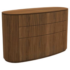 Custom Made Minimalist Oval Chest of Drawers in American Walnut