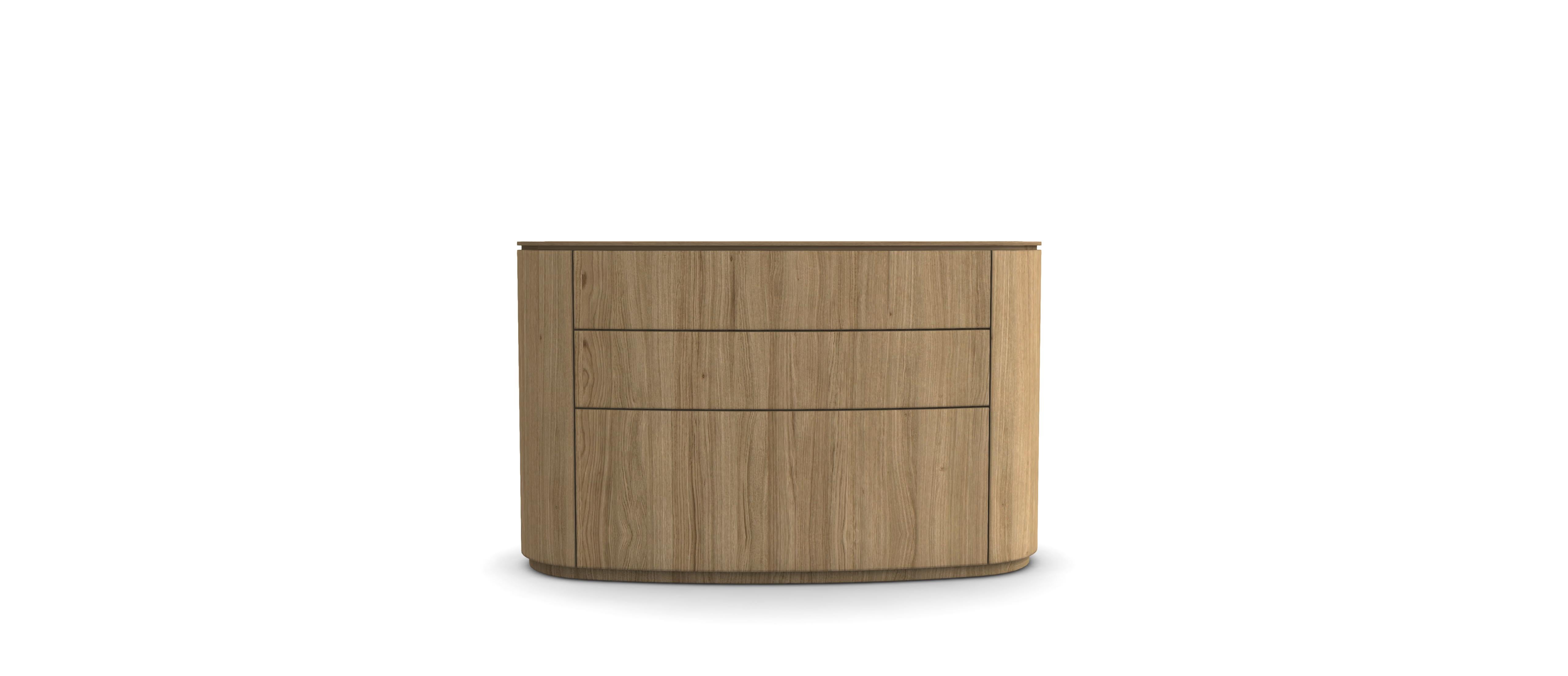 Custom Made Minimalist Oval Chest of Drawers in Brown Oak For Sale 3