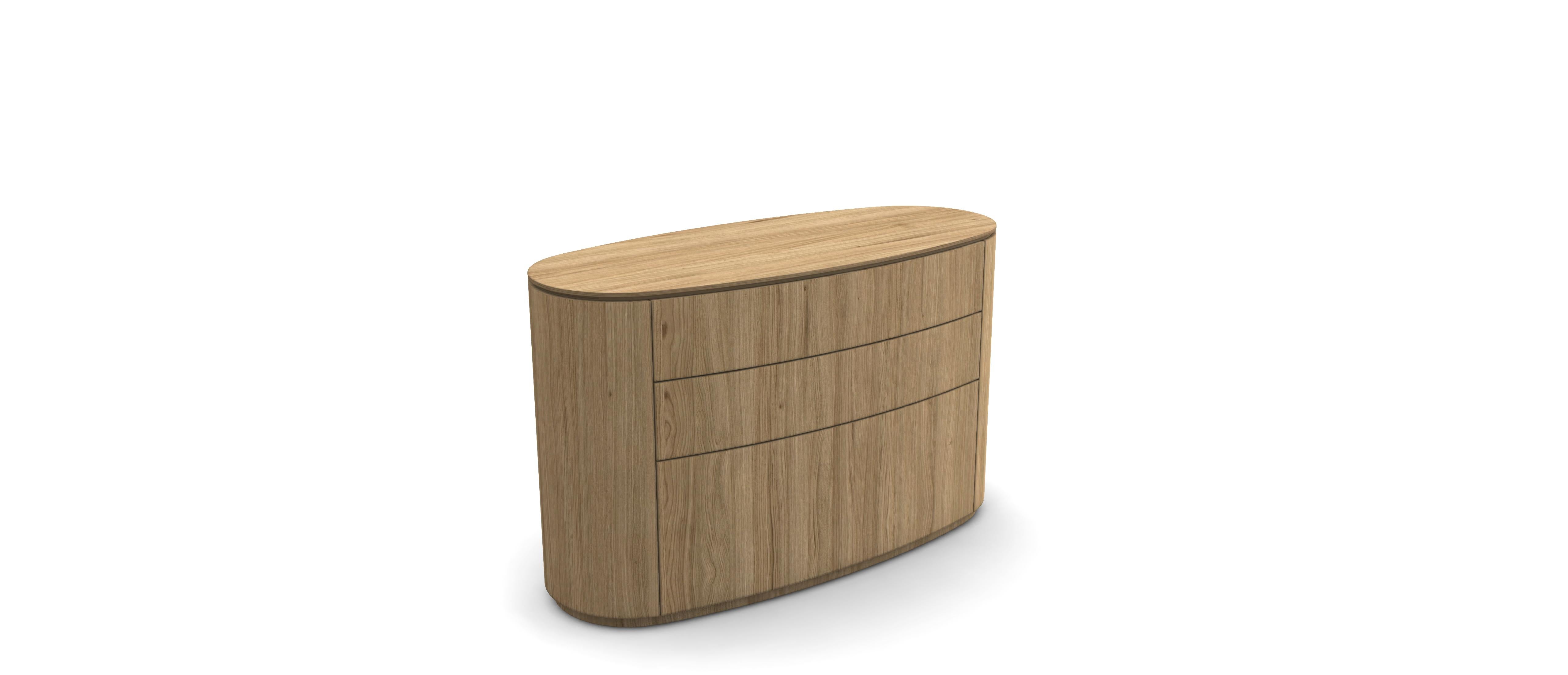 Custom Made Minimalist Oval Chest of Drawers in Brown Oak For Sale 4