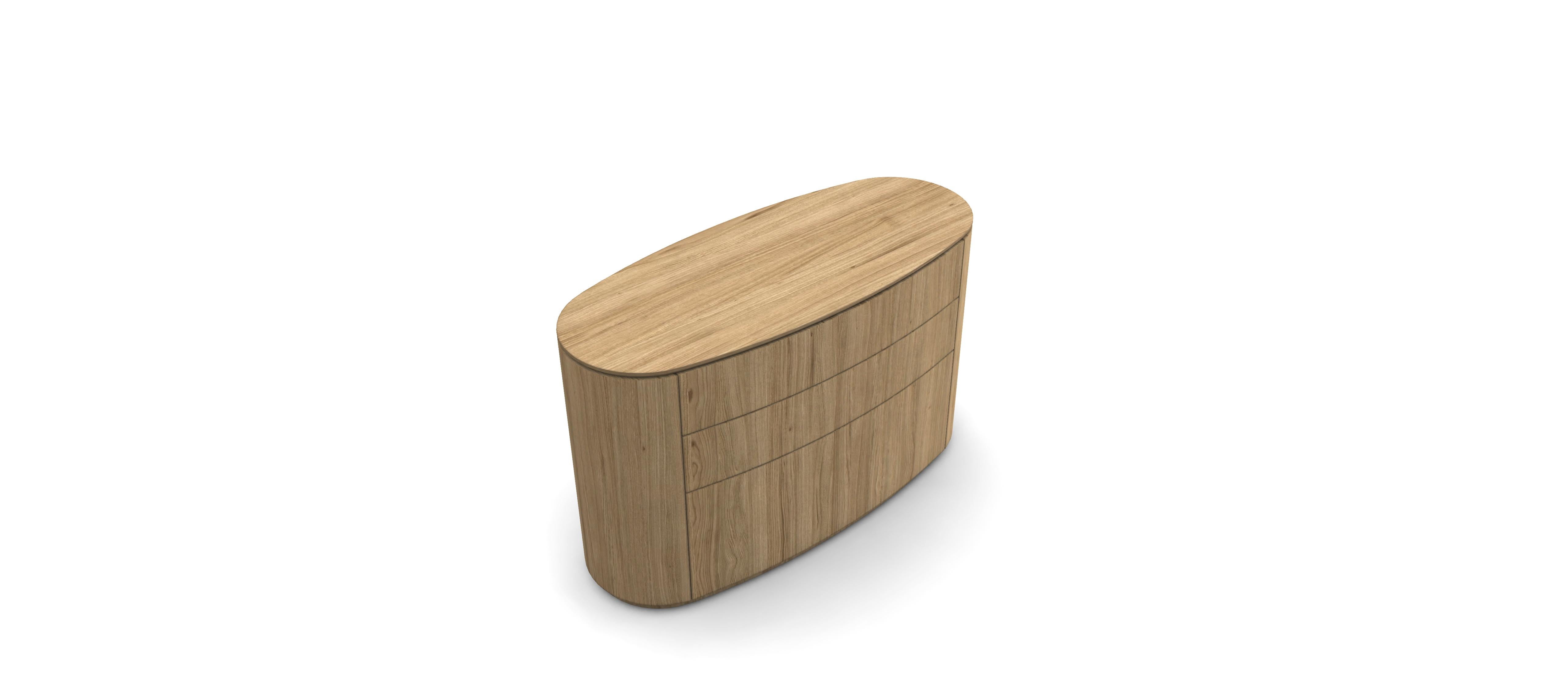 Custom Made Minimalist Oval Chest of Drawers in Brown Oak For Sale 5