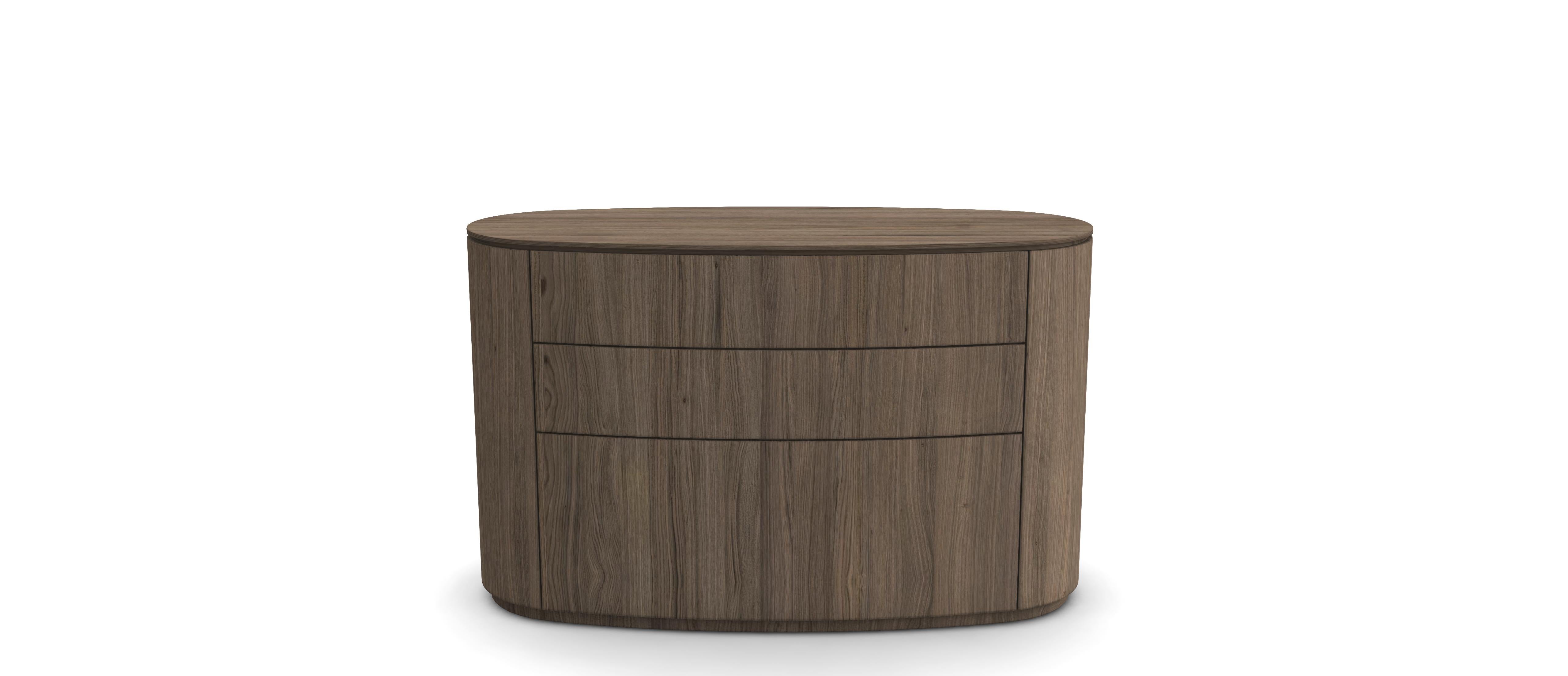 Custom Made Minimalist Oval Chest of Drawers in Brown Oak For Sale 6