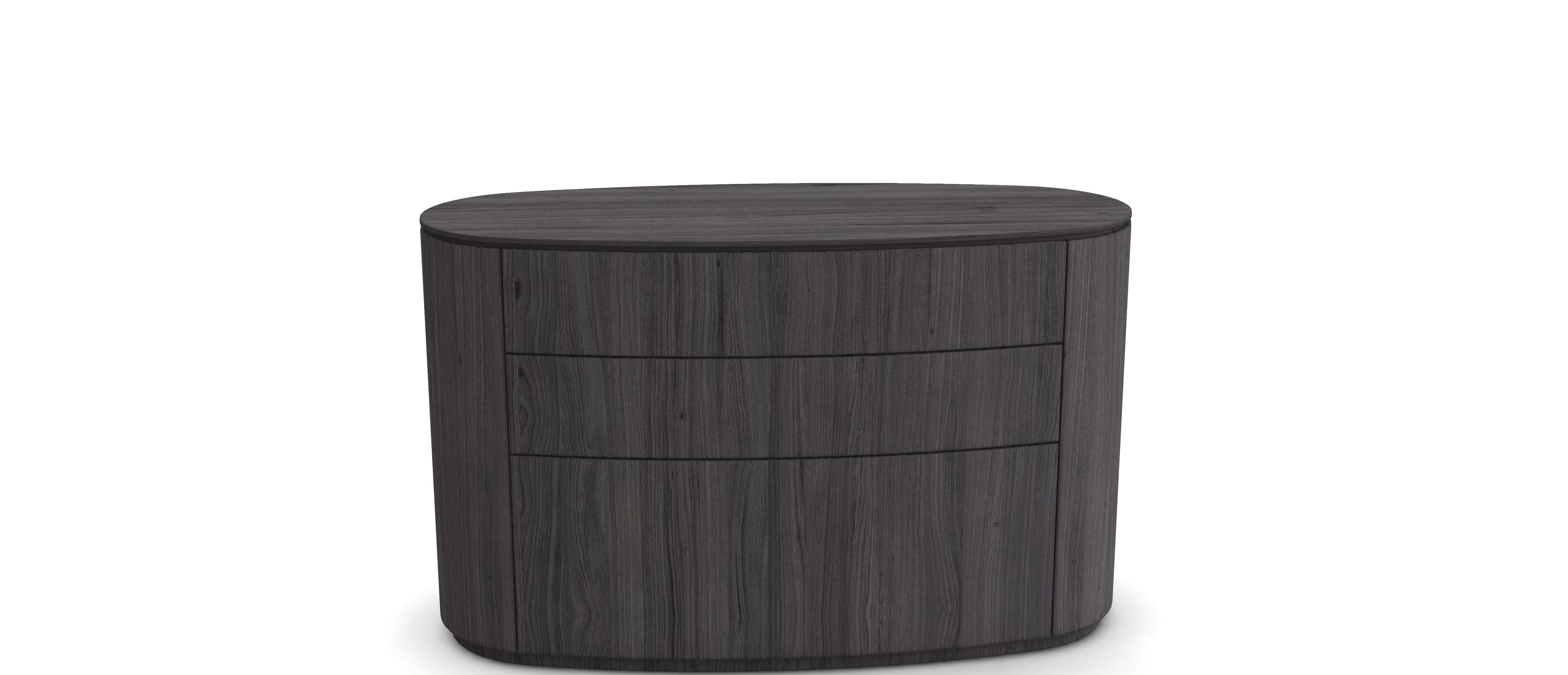 Custom Made Minimalist Oval Chest of Drawers in Brown Oak In New Condition For Sale In NEW YORK, NY