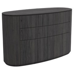 Custom Made Minimalist Oval Chest of Drawers in Grey Oak
