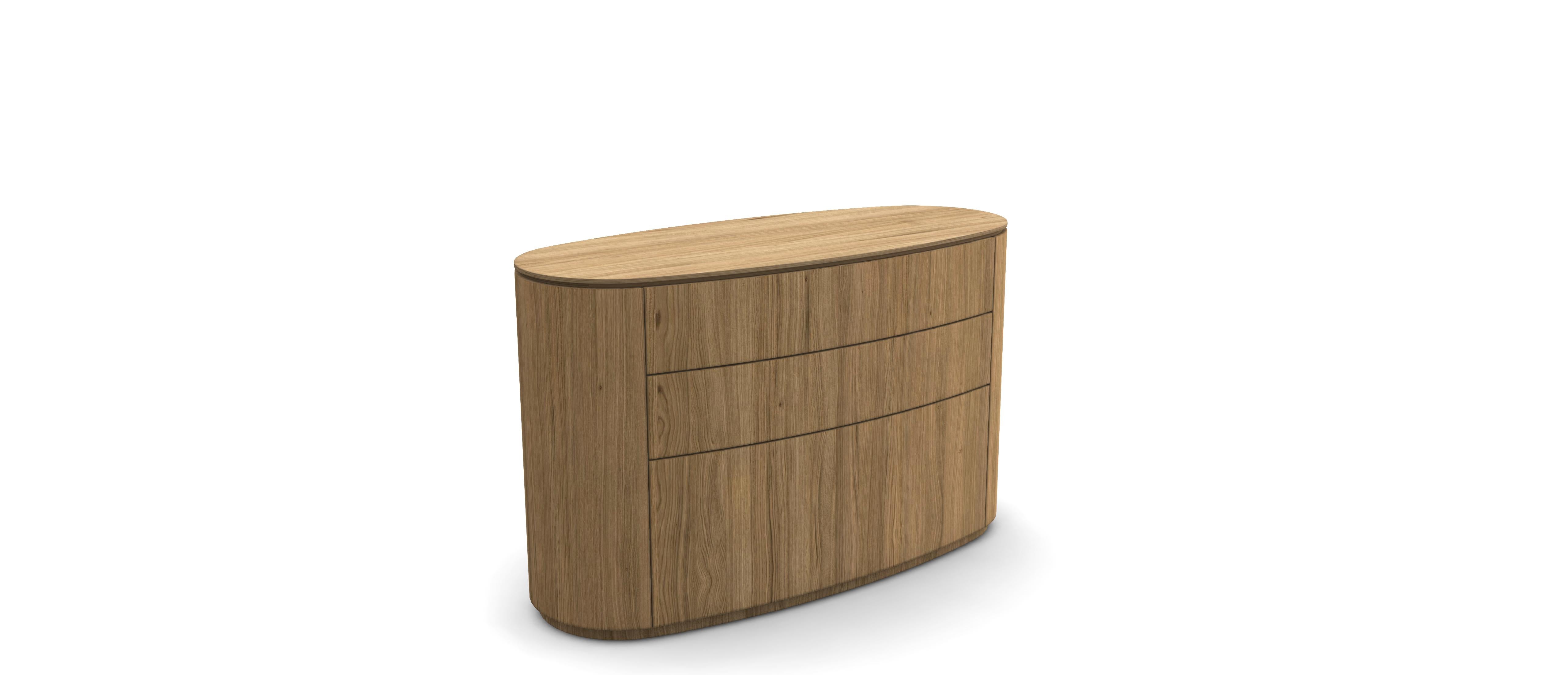 Hand-Crafted Custom Made Minimalist Oval Chest of Drawers in Natural Oak For Sale
