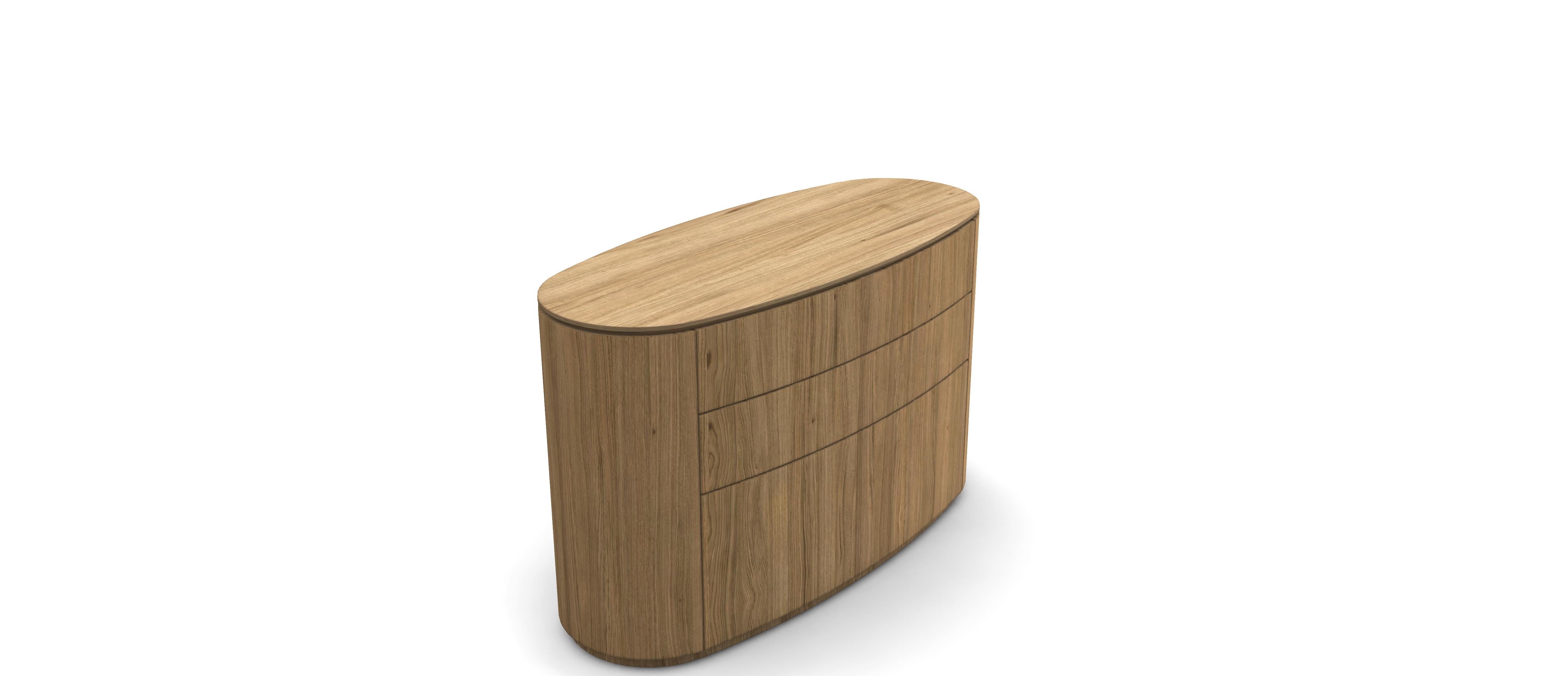 Custom Made Minimalist Oval Chest of Drawers in Natural Oak In New Condition For Sale In NEW YORK, NY