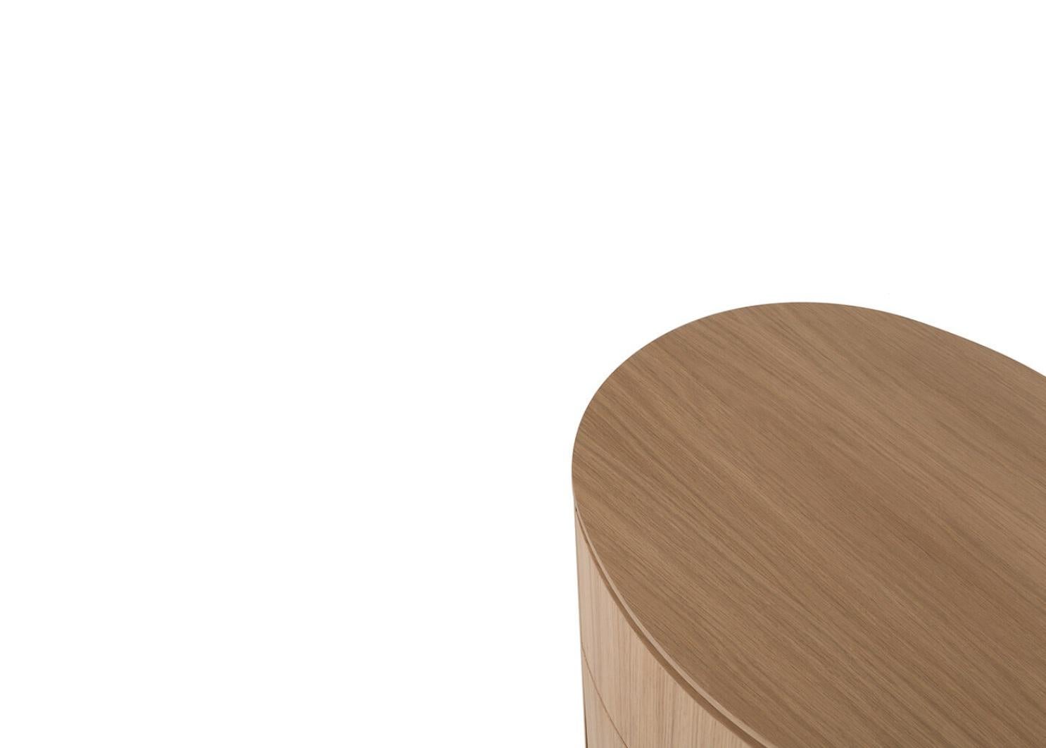 Contemporary Custom Made Minimalist Oval Chest of Drawers in Natural Oak For Sale