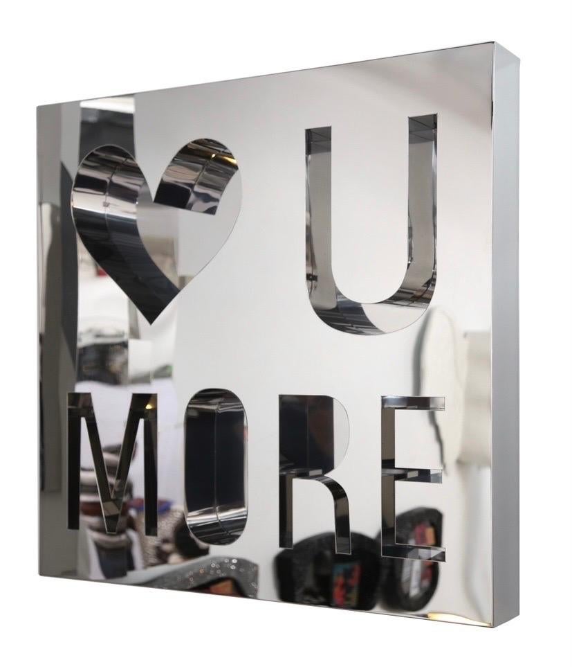 American Custom Made Mirror Polished Stainless Steel Wall Sculpture For Sale