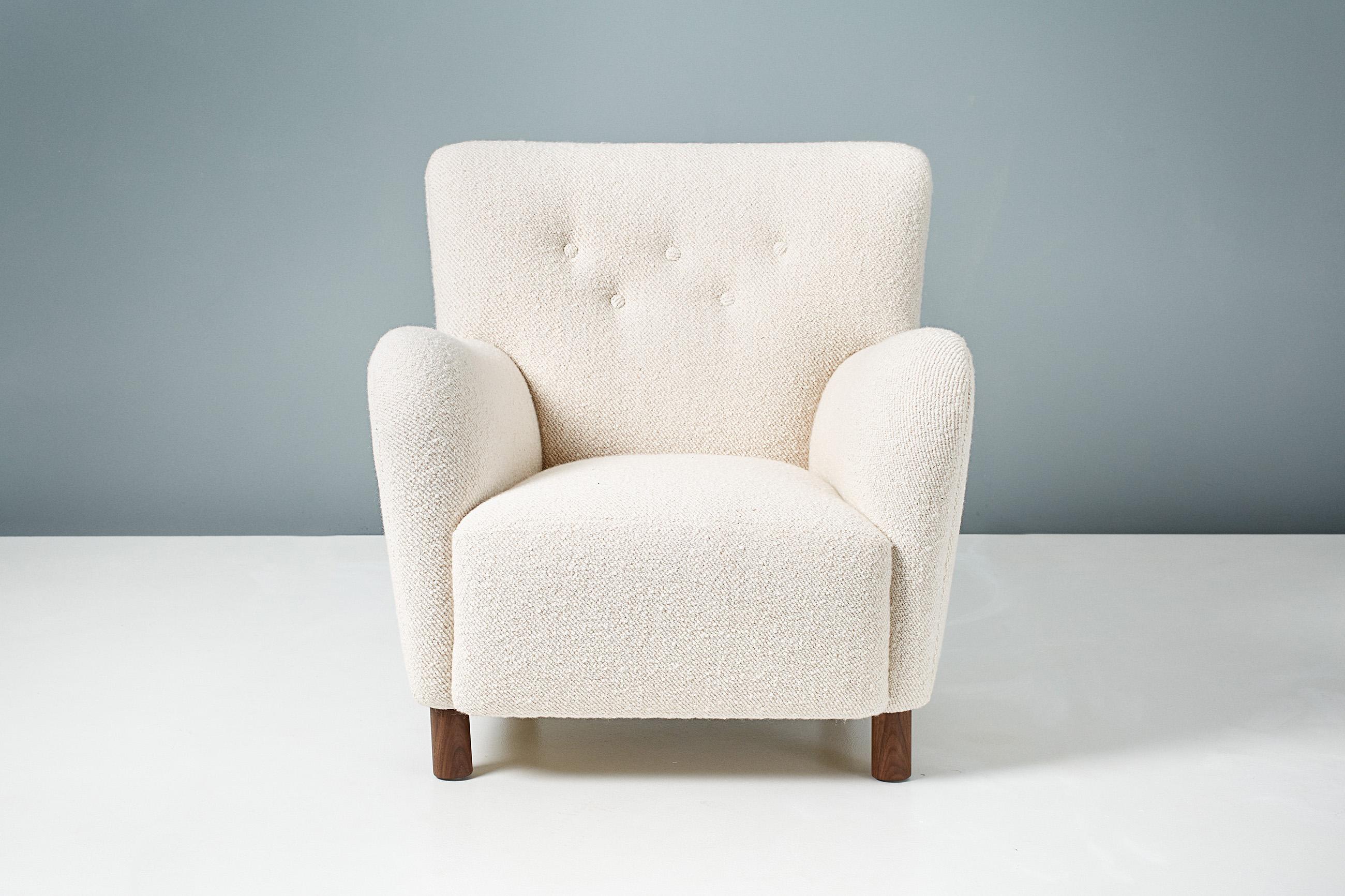 Dagmar design

Model 54 Lounge Chair

A custom made lounge chair developed and produced at our workshops in London using the highest quality materials. This chair is upholstered in Dedar, A Joy - Natural (wool). The 54 chair is available to