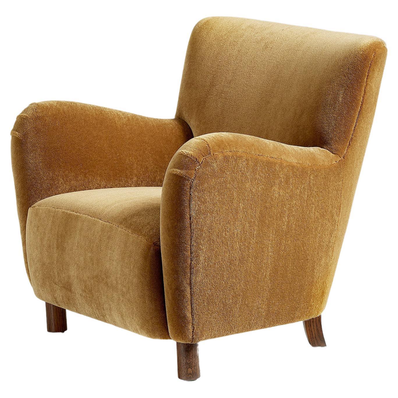 Custom Made Model 54 Mohair Velvet Lounge Chair