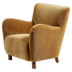 Retro Custom Made Model 54 Mohair Velvet Lounge Chair