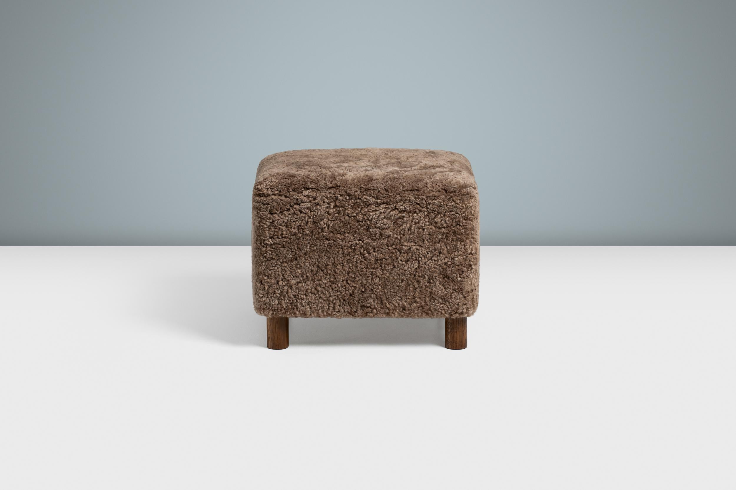 Custom Made Model 54 Sheepskin Lounge Chair and Ottoman For Sale 5