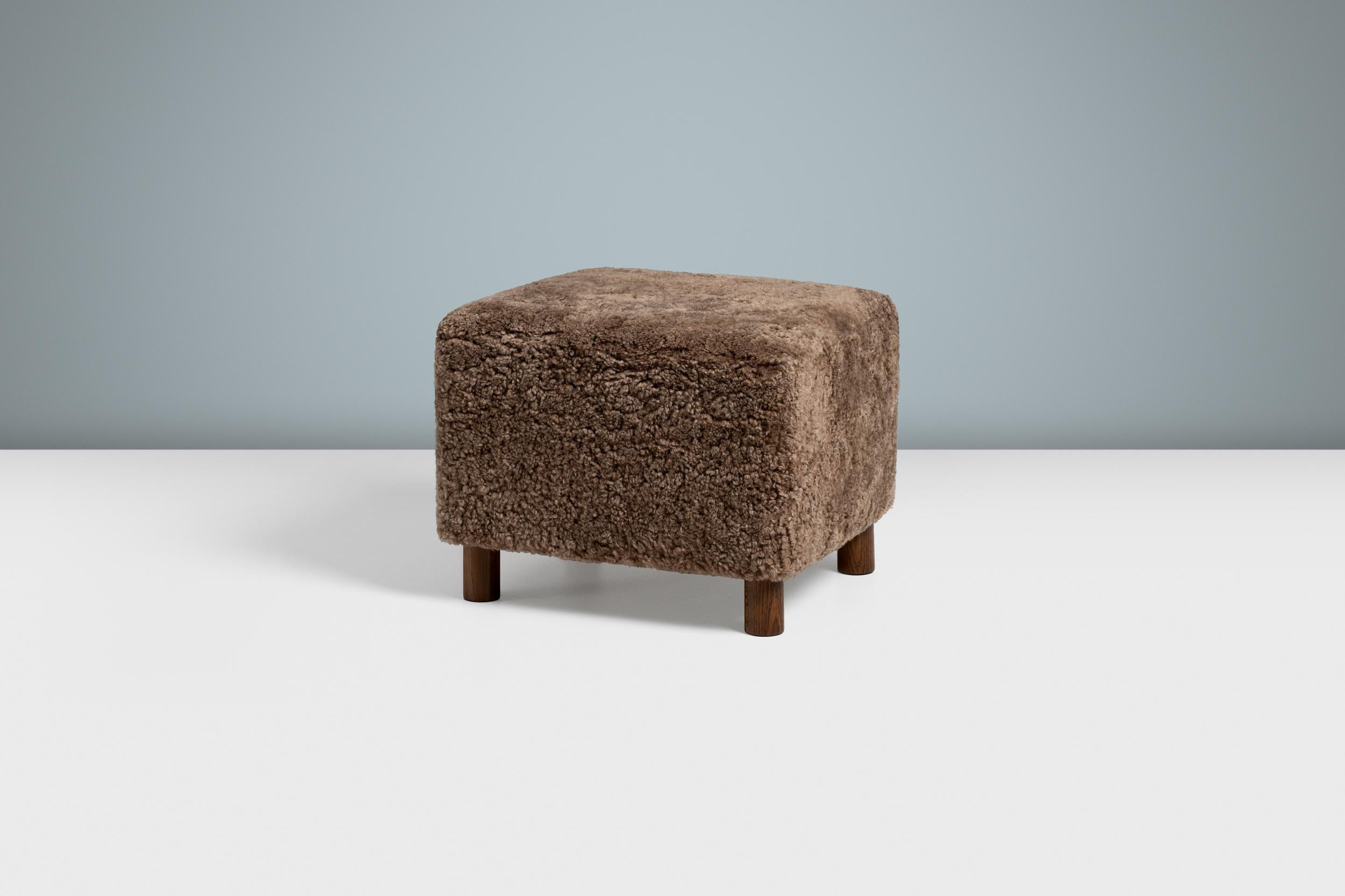 Custom Made Model 54 Sheepskin Lounge Chair and Ottoman For Sale 7