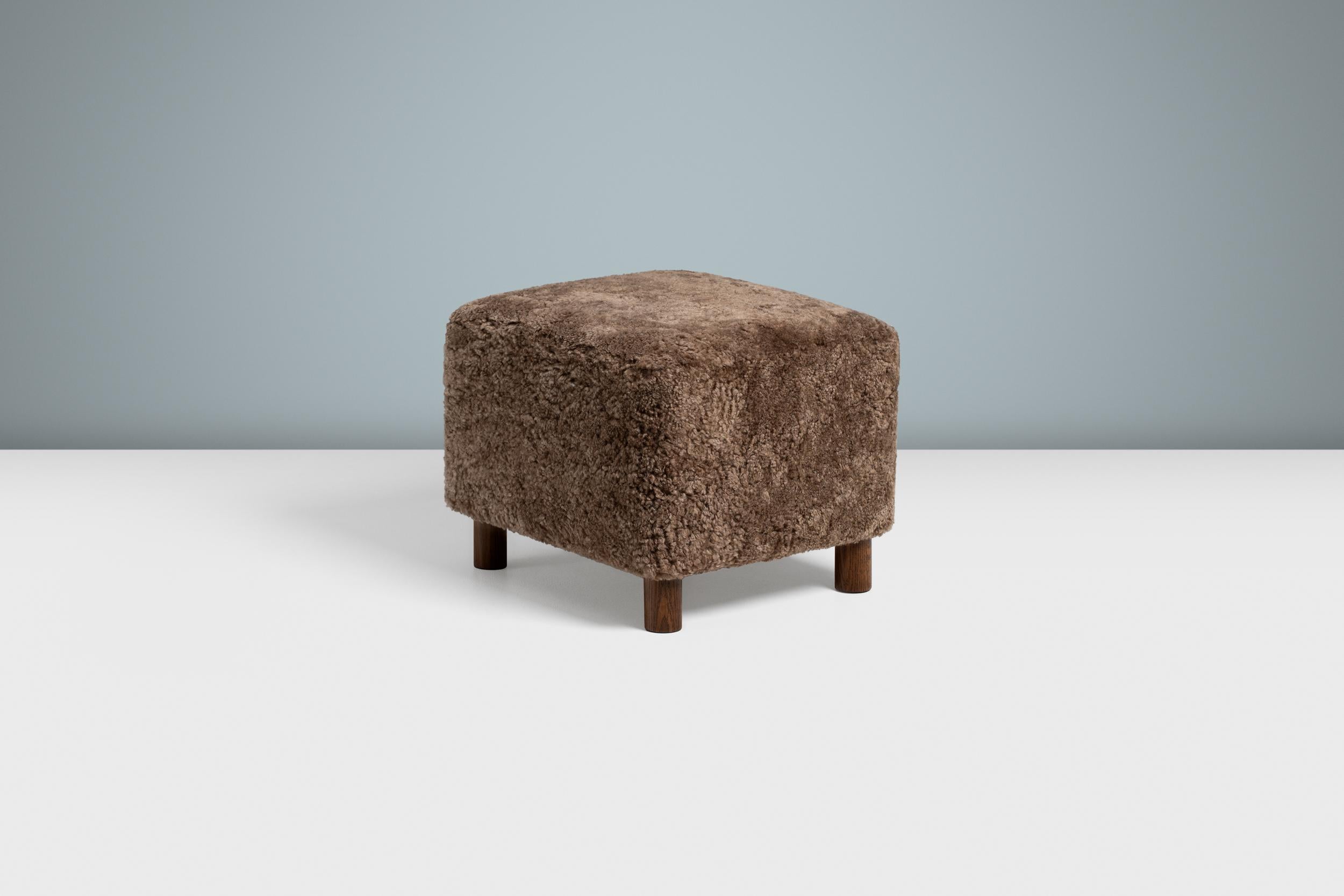 Custom Made Model 54 Sheepskin Lounge Chair and Ottoman For Sale 8